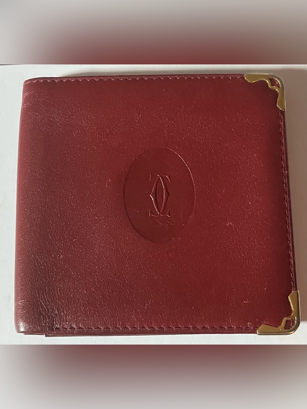 Cartier - Vintage - Classic - Leather Bi-Fold Wallet with Gold Corner Hardware